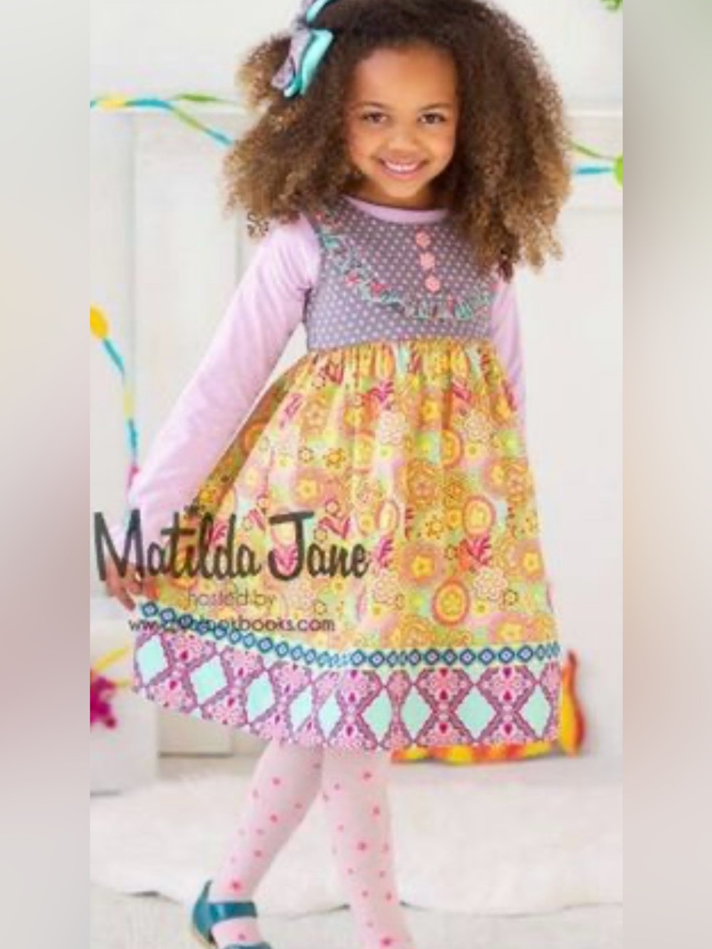 Matilda Jane Boho Mixed Print Floral and Polka Dot Twirl Dress.